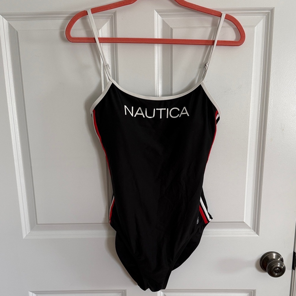Nautica Black One-Piece with Red and White Trim